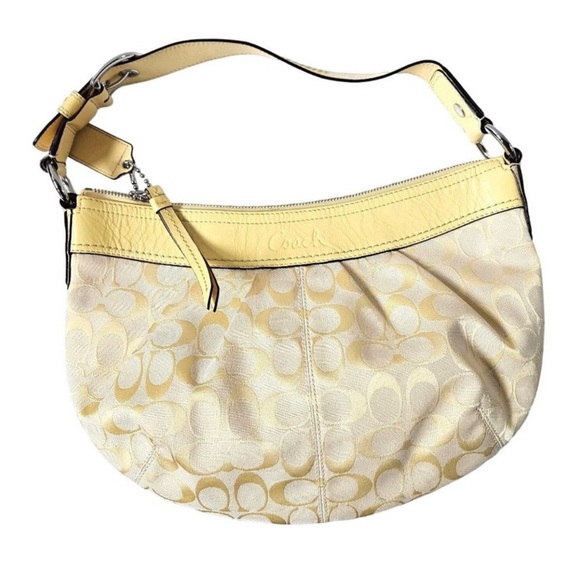 Coach Pleated Hobo Yellow Leather Purse #A1080 – F13040 - Picture 3 of 4